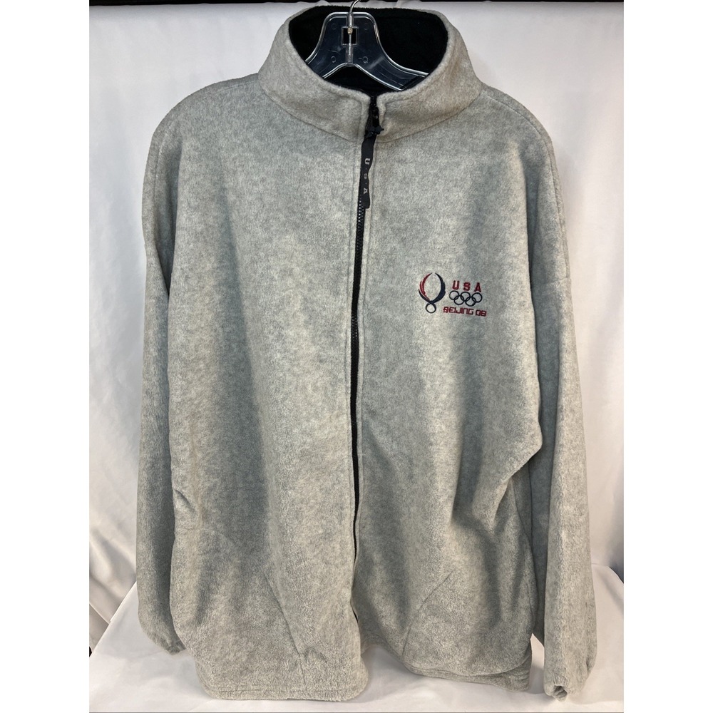 Olympics 2008 Beijing Team USA Full Zip Up Fleece Jacket Mens XL Made in USA